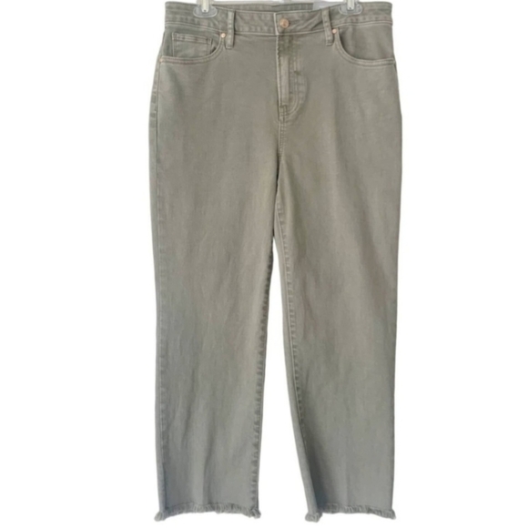 Chico's Olive Gray High Rise Straight Leg Ankle Jeans 5-Pockets Slight Distress - Picture 12 of 12